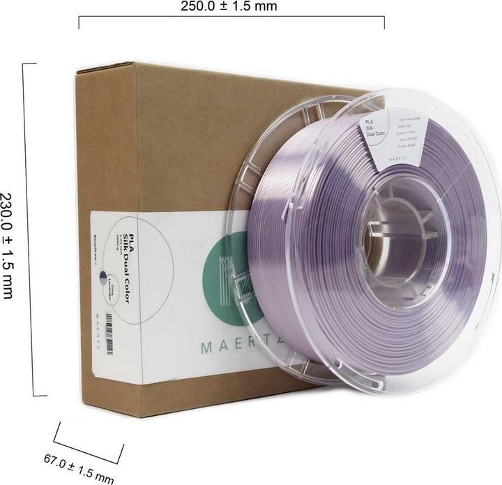Immagine prodotto Maertz PMMA-1021-006 PMMA-1021-006 Filamento PLA Silk Silky glossy 1,75 mm 10 (PLA, 1.75 mm, 1000 g, Grigio)