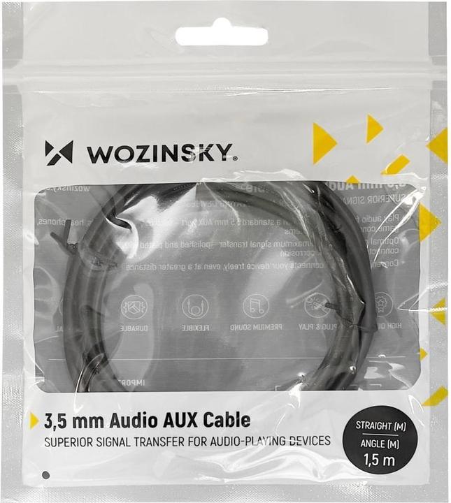 Produktbild Wozinsky AUX cable angled (male-male) mini jack cable 3 m black (3 m)