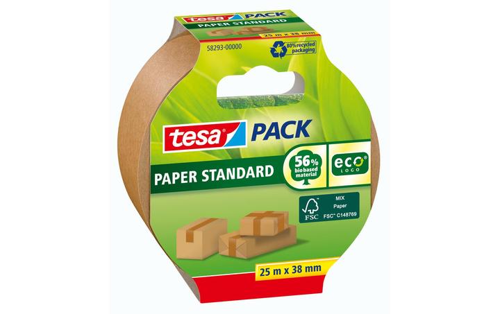 Immagine prodotto tesa nastro da imballaggio tesapack PAPER STANDARD - 56% di materiale biobased - adatto al riciclaggio (38.38 mm)
