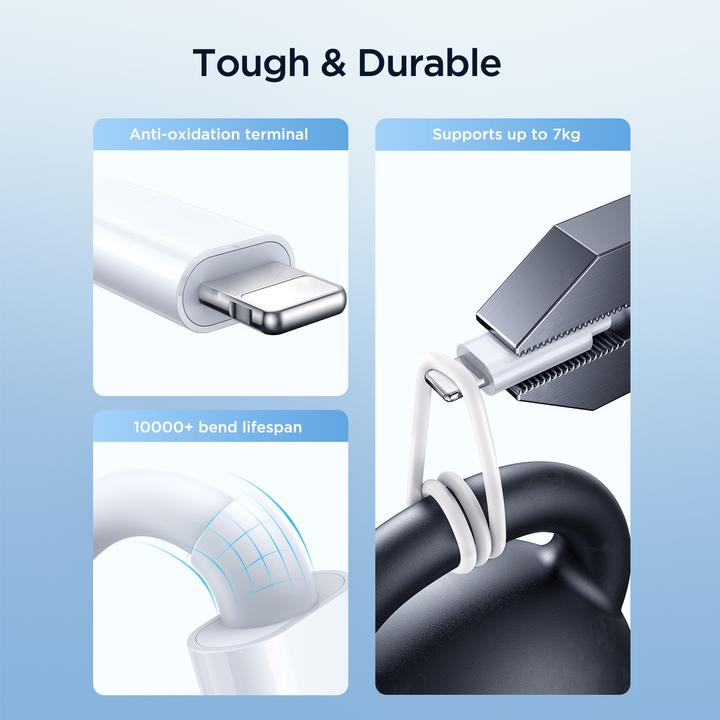 Produktbild Joyroom S-IW008 3-in-1-Kabel magnetisches Ladegerät USB-A – Lightning/USB-C 1,2 m – Weiss (1.20 m, 5 W)