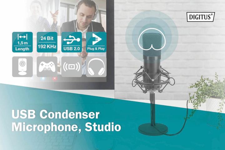 Image du produit Digitus Microphone à condensateur USB 1.5m 192kHz/24Bit