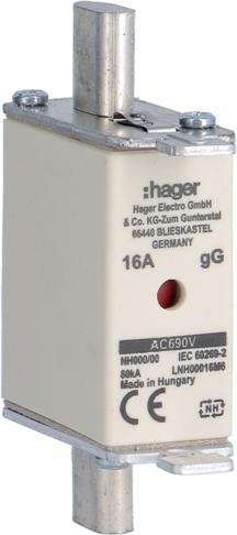 Produktbild Hager LNH00016M6 NH-Sicherung NH00 gG 690V 16A K-Melder (16 A)