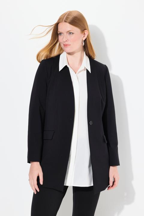 Produktbild Ulla Popken Blazer, Punto di Roma, V-Ausschnitt, Knopfverschluss (50)