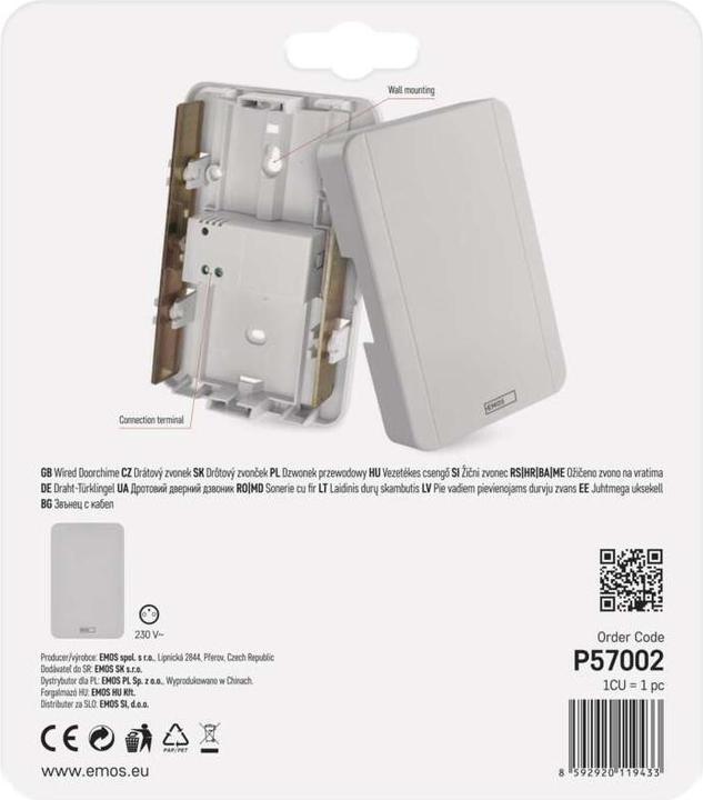Image du produit Emos Sonnette de porte filaire P57002 (Câblé)