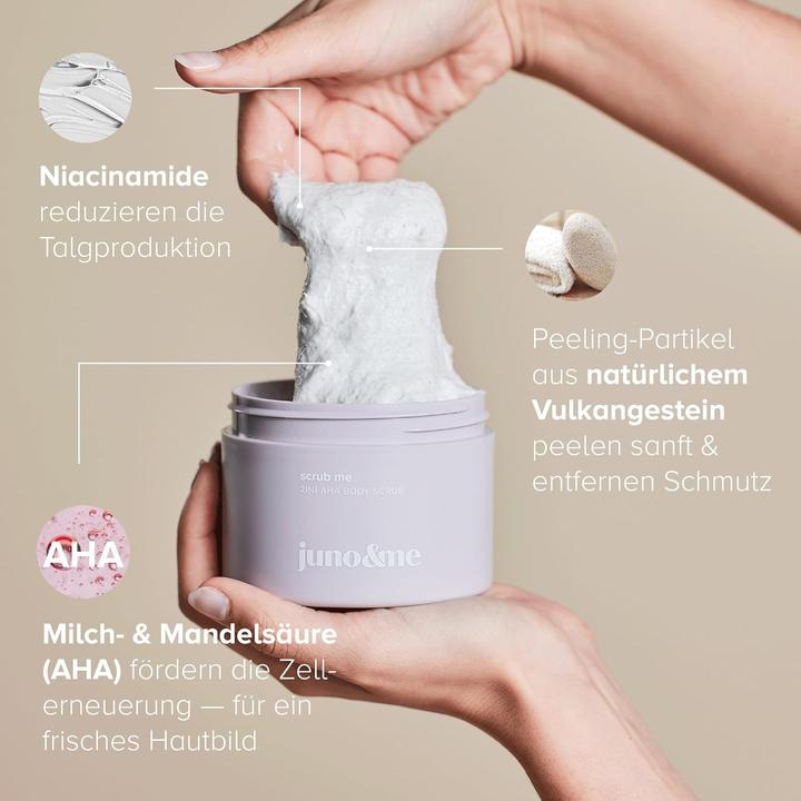 Immagine prodotto Juno & Me 2in1 AHA Body Scrub: Körperpeeling mit Vulkangestein (160 ml)