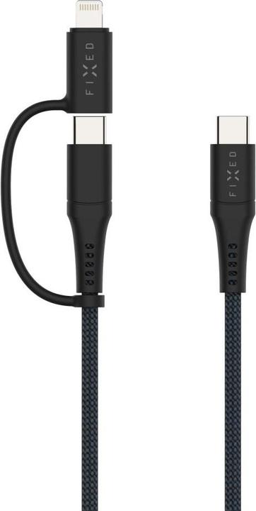 Fixed Braided Cable USB-C/USB-C, Lightning Adapter, 1.2m, MFi, PD 60W, gray (1.20 m, USB 3.2 Gen 1, 60 W)