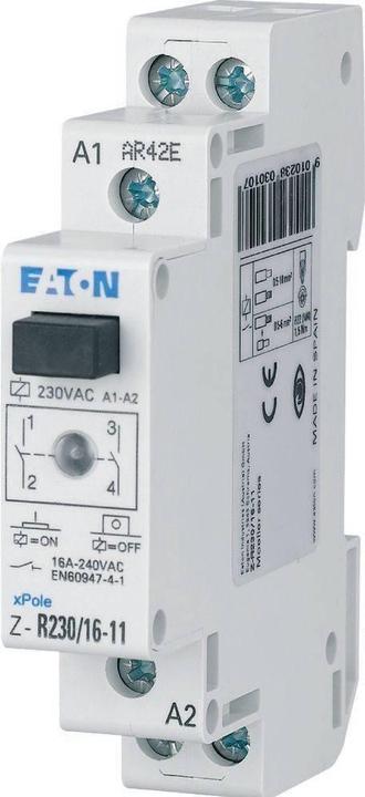 Actual product image Eaton Z-R24/16-20 Installation relay Rated voltage: 24 V/DC Switching current (max.): 16 A 2 NO contacts