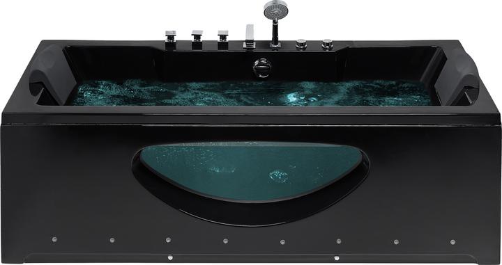 Beliani Whirlpool Badewanne schwarz rechteckig mit LED 180 x 80 cm HAWES (235 l, 80 cm)