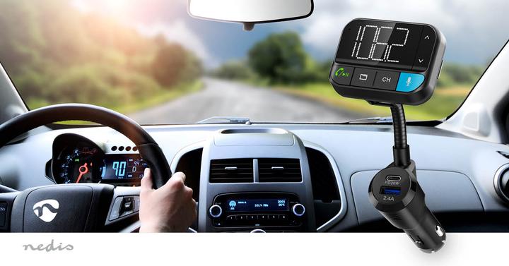 Actual product image Nedis Car Audio FM Transmitter | Gooseneck | Handsfree | 2 " | Black and White Monitor | Bluetoot