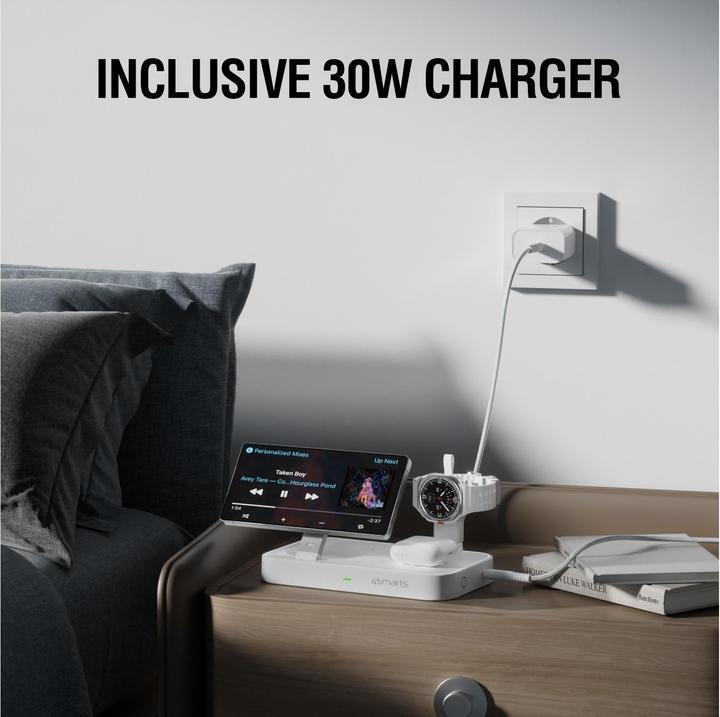 Actual product image 4smarts Qi2 Ladestation Trident mit Charger für Samsung Watch, weiss (25 W)
