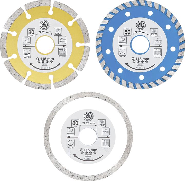 Produktbild BGS Diamant-Trennscheiben-Satz Bohrungs-Ø 20 mm Ø 115 mm 3-tlg.