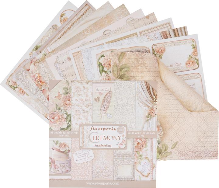 Image du produit Stamperia Bloc de scrapbooking "Ceremony", 10 feuilles, 30,5x30,5cm (170 g/m², 10 x)