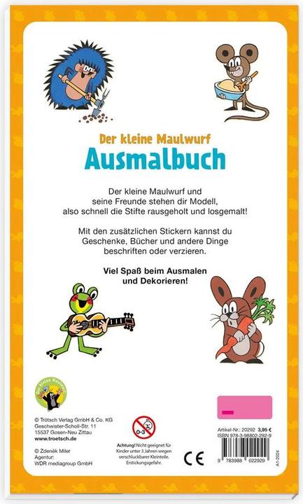 Produktbild Der kleine Maulwurf Ausmalbuch mit Stickern