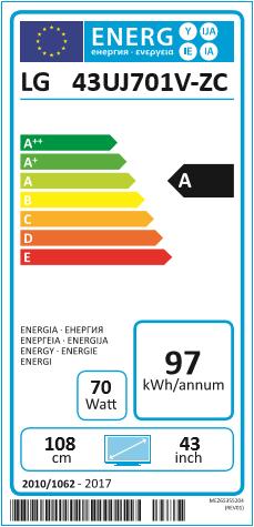 Energy Label LG 43uj701 (43", LCD, 4K)
