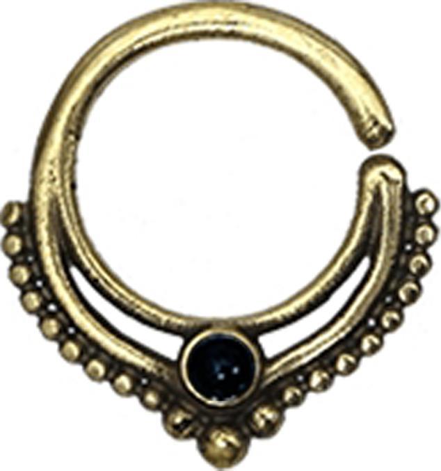 Immagine prodotto Star Piercing Micro Piercing Ring vergoldet Kugelrand mit Onyx Stein (Ottone)