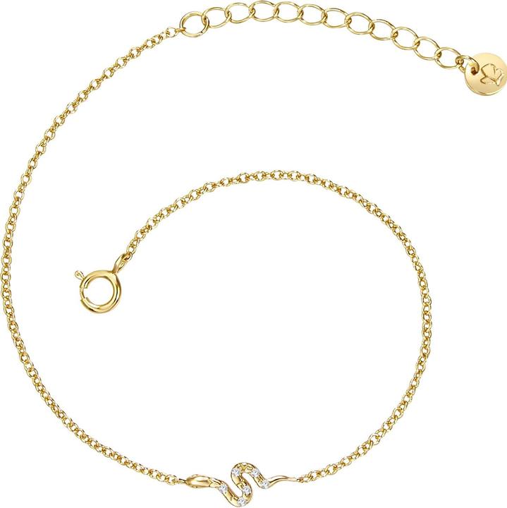 Immagine prodotto Glanzstücke München Serpente da donna in argento con zirconi in oro giallo 17,0 cm di lunghezza base + 3,0 cm di (17 cm, Argento)