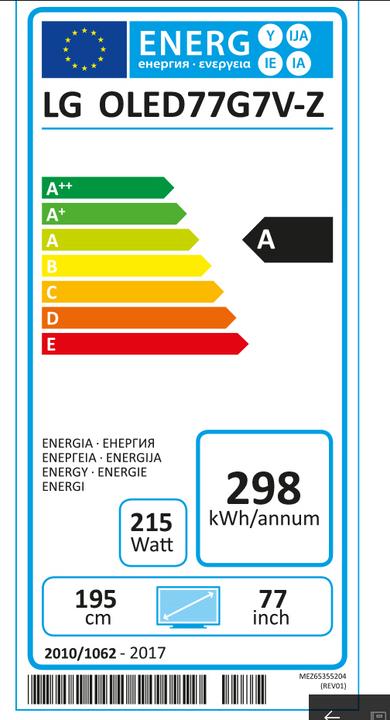 Energie-Label LG Oled77g7 (77", OLED, 4K, 2017)