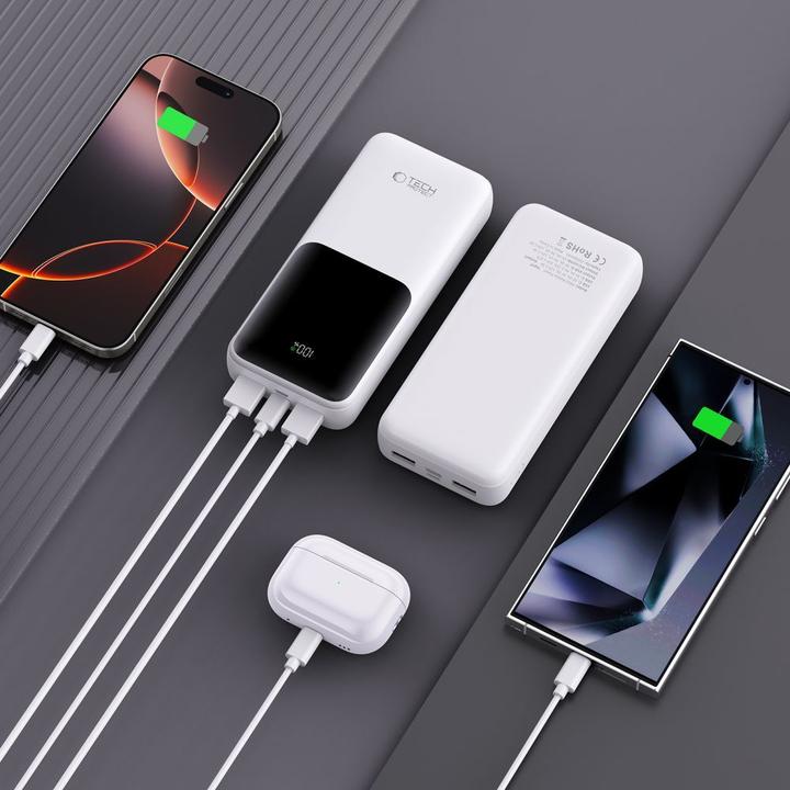 Actual product image Tech-Protect Powerbank PB02 20000mAh 22.5W - white (20000 mAh, 22.50 W)