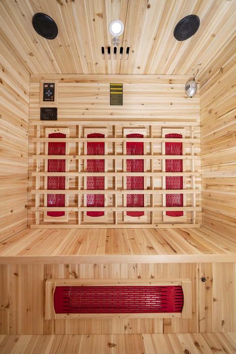 Produktbild PureHaven Infrarotkabine 153x125x210 cm aus kanadischem Hemlock-Holz Bluetooth-Soundsystem Timer Lic