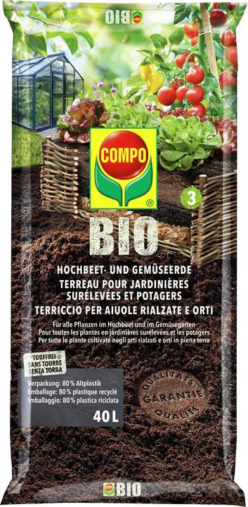 Produktbild Compo BIO Hochbeet- und Gemüseerde - torffrei (40 l, Erde ohne Torf)