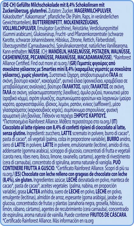 Nährwerte und Zutaten Smarties Mini Figuren (65 g)