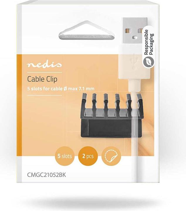 Produktbild Nedis Kabelmanagement Haken und Schlaufen Click and Go 2 Stück max. Kabeldicke: 5 mm Silikon 60 mm S (0.06 m)