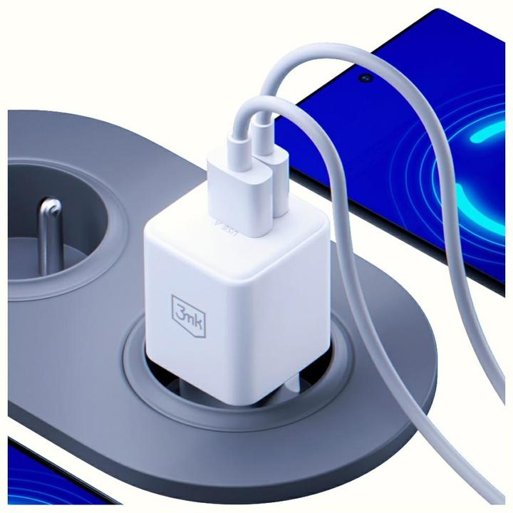 Actual product image 3MK Ładowarka sieciowa Hyper GaN Charger 20W 1xUSB-A 1XUSB-C PD QC4+ biały (20 W)
