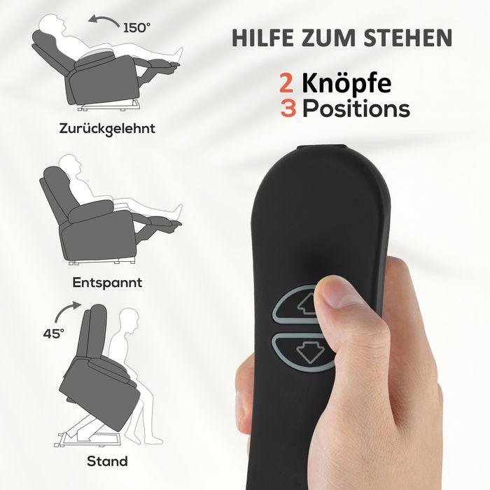 Produktbild Swisshandel24 Fernsehsessel mit Aufstehhilfe Relaxsessel mit Liegefunktion, Vibrationsmassage, dunkelgrau