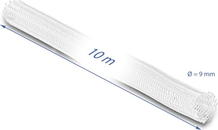 Produktbild Delock Geflechtschlauch selbstschliessend 10 m x 9 mm weiss (Kabelschlauch, 1000 cm)