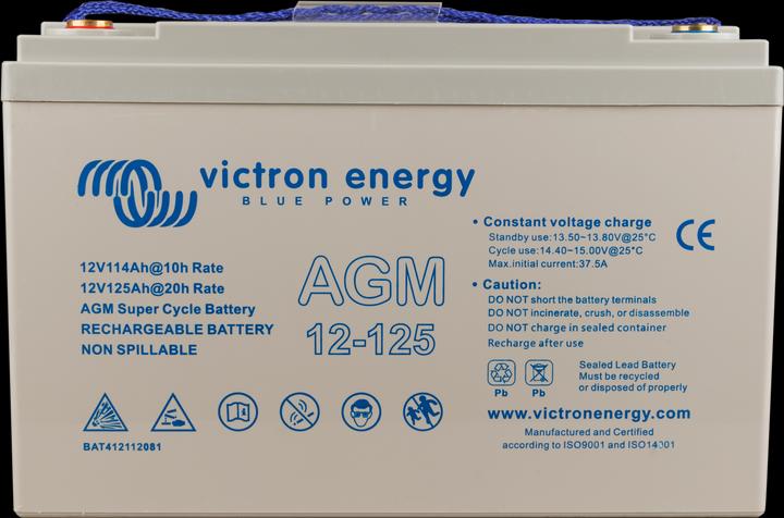Image du produit Victron Energy Batterie AGM Super Cycle 12V/125Ah M8 (12 V, 125 Ah)