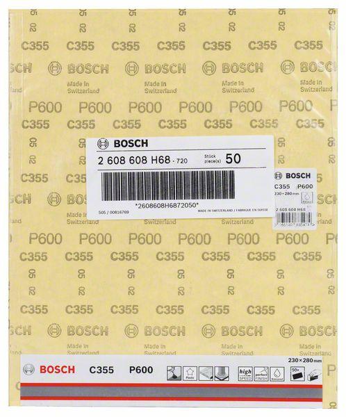 Image du produit Bosch Professional Zubehör Feuille abrasive C355, feuille abrasive papier, 230 x 280 mm, 600 (600)
