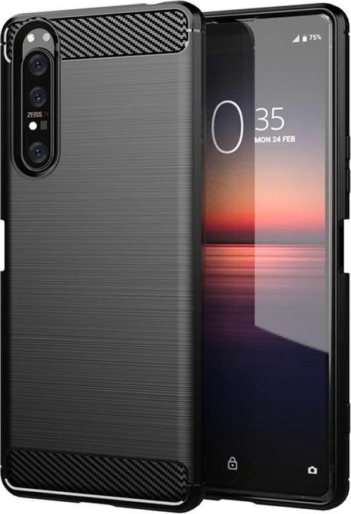 Produktbild Screenguard Sony Xperia 1 II Hülle Carbon Brushed Soft TPU (Sony Xperia 1 II)