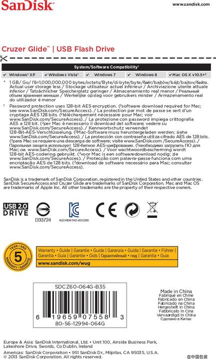 Actual product image SanDisk Cruzer Glide (64 GB, USB-A)