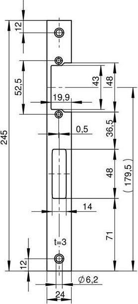 Wilka Flachschliessblech Edelstahl matt käntig Breite 24 x Länge 245 mm DIN links / rechts (Türgriff)