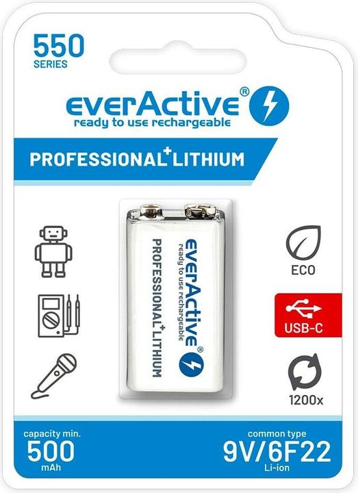 Everactive EVHR22-550C (1 pcs, 9V Block, 500 mAh)