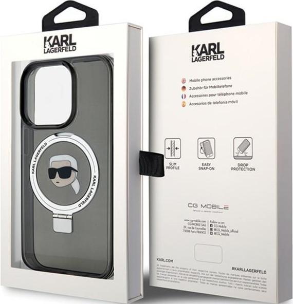 Actual product image Karl Lagerfeld KLHMP15XHMRSKHK iPhone 15 Pro Max 6.7" czarny/black hardcase Ring Stand Karl Head Mag (Apple iPhone 15 Pro Max)