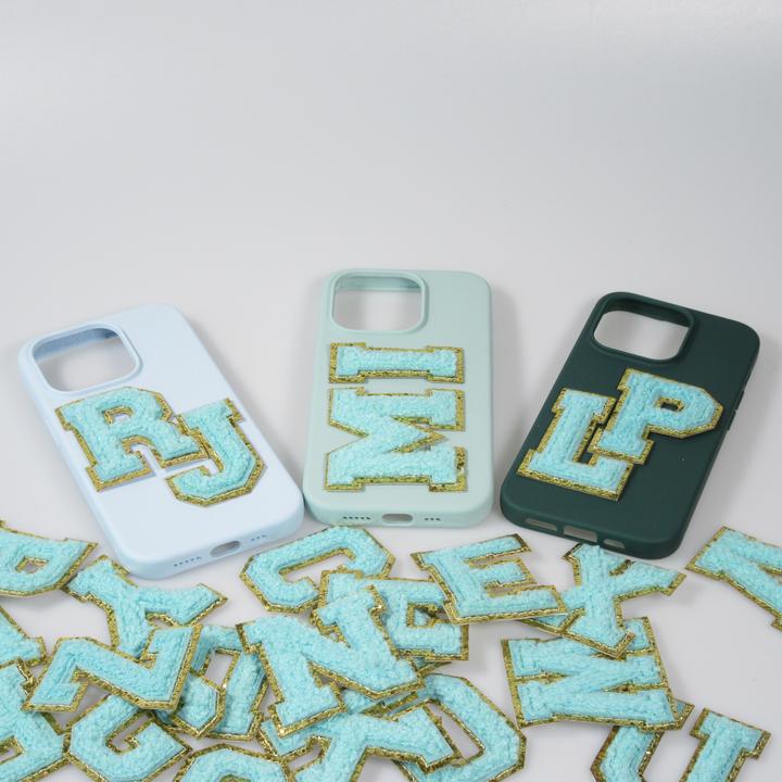 Produktbild PhoneLook Sticker Aufkleber für Handy/Tablet/Computer 3D gestickt Türkis Buchstabe Q