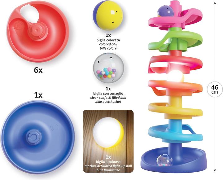 Image du produit Quercetti Tour à billes en spirale avec boule lumineuse, 10p.