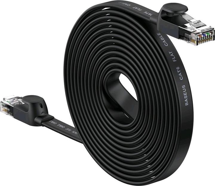 Actual product image Baseus High Speed Six types of RJ45 Gigabit network cable (flat cable)15m Black (UTP, CAT6, 15 m)