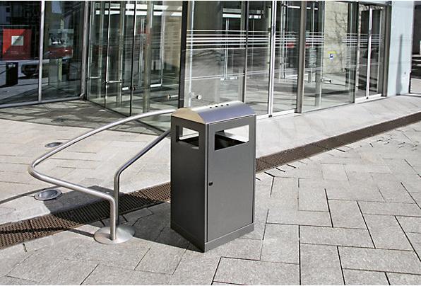 Actual product image Waste collector with ashtray, capacity 90 l, charcoal. (90 l)