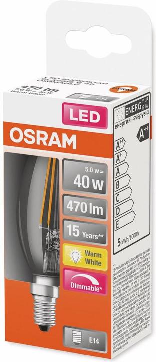 Actual product image Osram Superstar Classic B (E14, 4.80 W, 470 lm, 1 x, F)