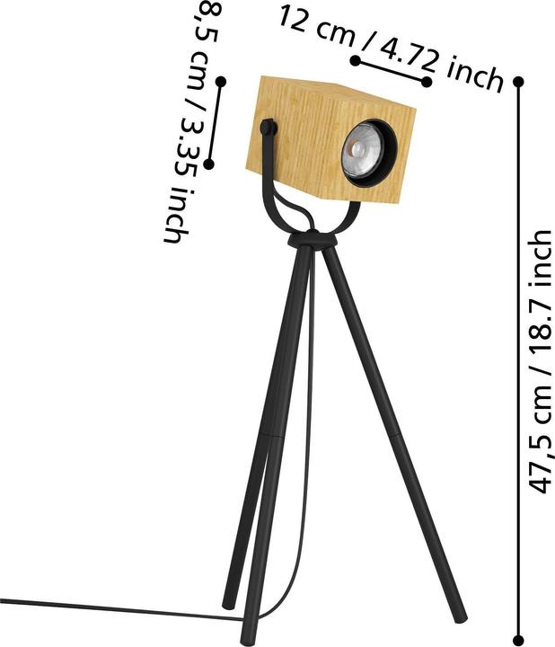 Immagine prodotto EGLO 43749 AYLES Lampada da tavolo LED GU10 1x3W nero marrone (GU10)