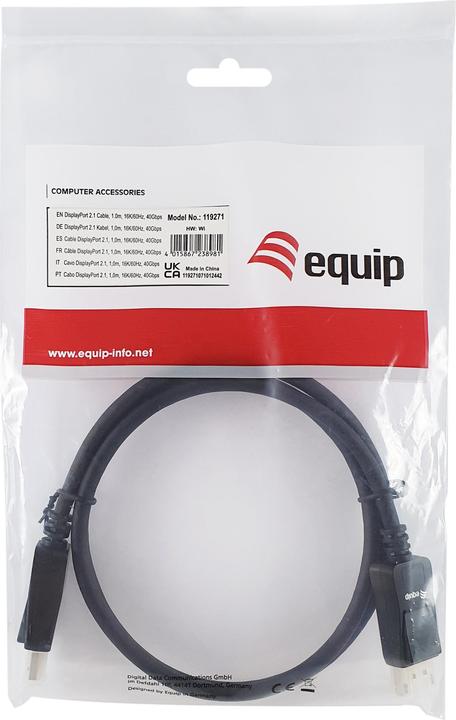 Produktbild equip DisplayPort 2.1 St/St 16K/60Hz komp.HDCP Prem. gr (1 m, DisplayPort)