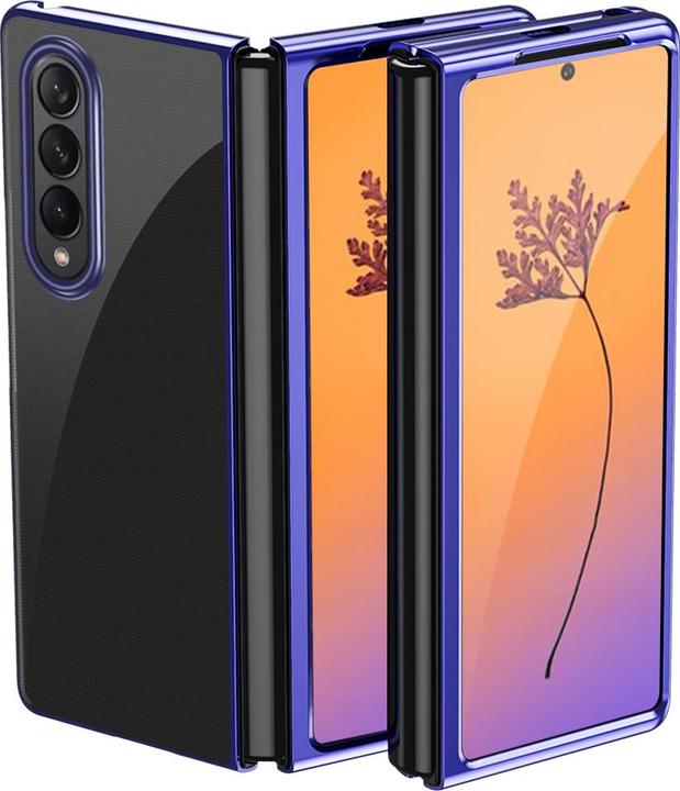 Produktbild Hurtel Plating-Case-Hülle für Samsung Galaxy Z Fold 4 mit metallischem Rahmen in Blau (Samsung Galaxy Z Fold4)