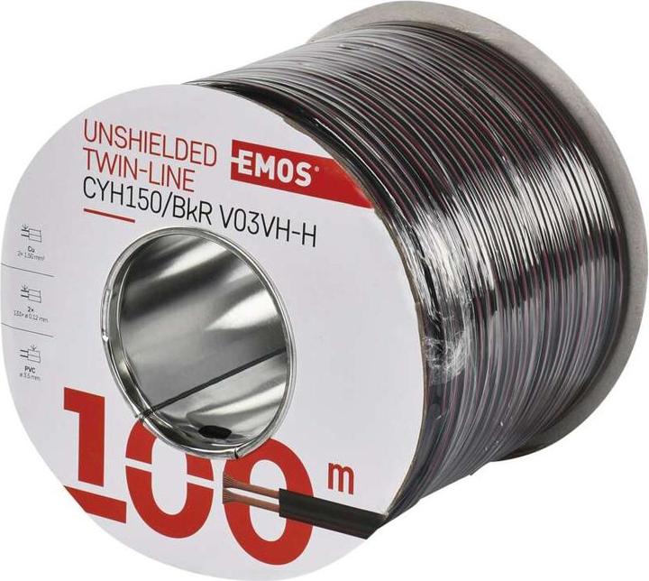 Actual product image Emos UTP cable 2x1.5mm black-red, 100m (100 m)