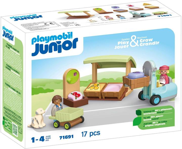 Image du produit Playmobil 71691 Playm. 1.2.3 : Stand de marché bio & chariot élévateur (71691)