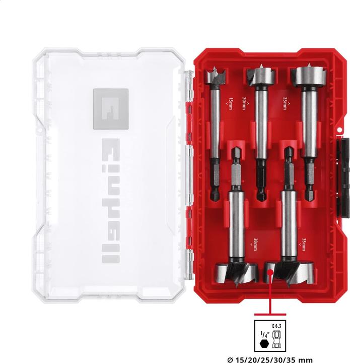 Actual product image Einhell 706003 Forstner bit set 15 mm, 20 mm, 25 mm, 30 mm, 35 mm 1 set (35 mm, 15 mm, 30 mm, 20 mm, 25 mm)