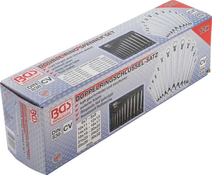 Immagine prodotto BGS Serie di chiavi a doppio anello gomito stretto 6 - 32 mm 12 pz. (22 mm, 8 mm, 27 mm, 30 mm, 18 mm, 25 mm, 31 mm, 15 mm, 20 mm, 19 mm, 17 mm, 23 mm, 11 mm, 26 mm, 13 mm, 9 mm, 29 mm, 21 mm, 28 mm, 24 mm, 12 mm, 7 mm, 16 mm, 6 mm, 32 mm, 10 mm, 14 mm)