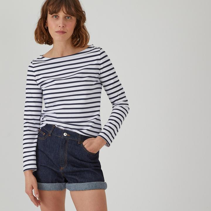 Immagine prodotto La Redoute Collections Camicia a maniche lunghe con scollo a barca e motivo a righe (XS)