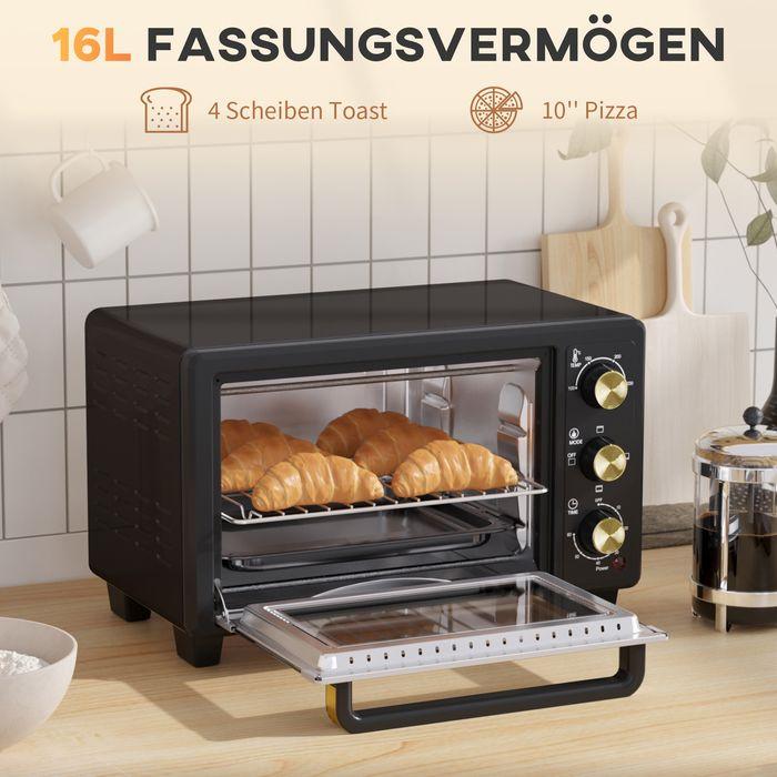 Produktbild Swisshandel24 Minibackofen 16 L 1400W Mini Backofen 100-230℃ 60 Min. Timer Schwarz